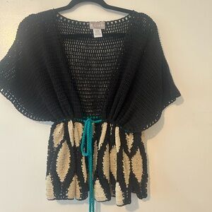 Echo Black and Cream Shrug with Geometric Design